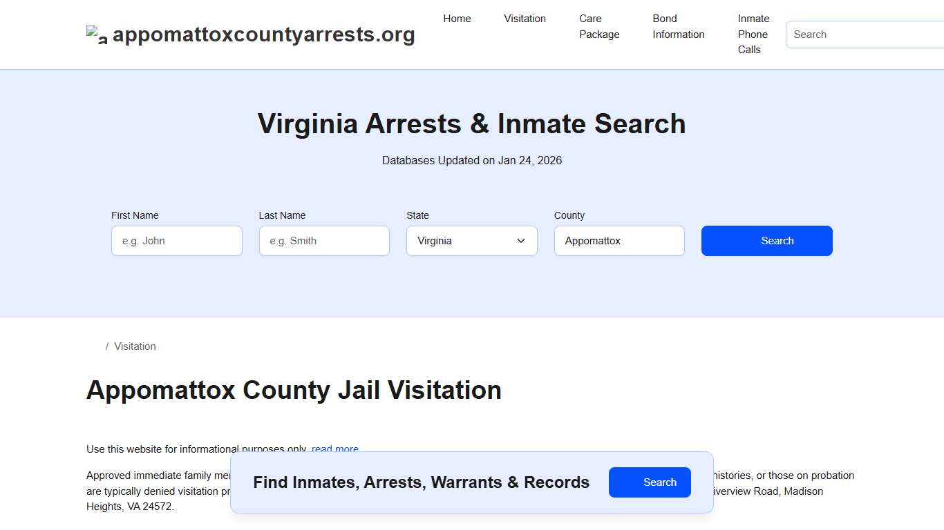 Inmate Visitation - Appomattox County, VA